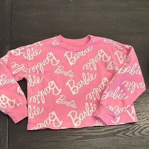 Pink Barbie Logo Cropped Sweatshirt